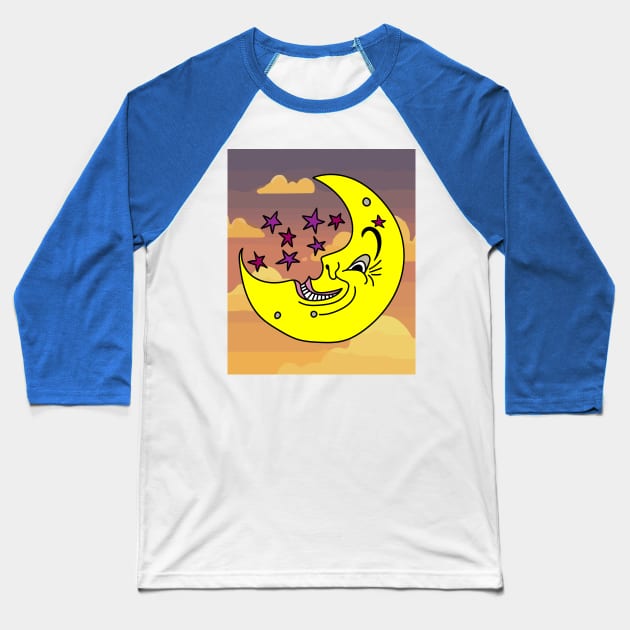 Luminous Moon Half Moon Face Baseball T-Shirt by flofin